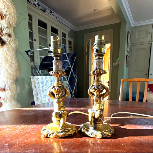 Pair vintage gold metal - vintage,