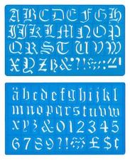 30mm OLD ENGLISH UPPER LOWER CASE ALPHABET NUMBERS STENCIL TEMPLATE SET mb