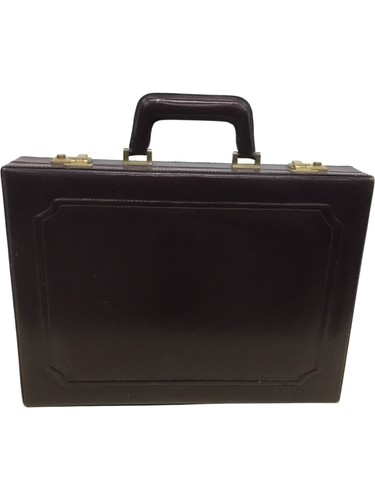 Burgundy leather briefcase - burgundy,