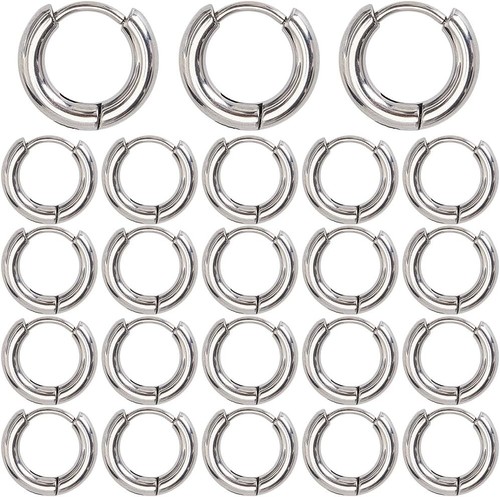 Box 24pcs silver huggie hoop - 24pcs,