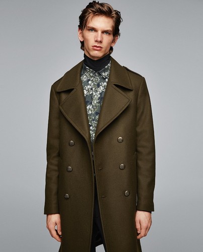 Zara man khaki double breasted - khaki,