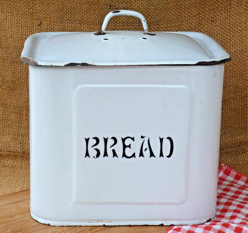 Vintage enamel bread bin - enamel,