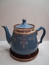 Vintage Blue Teapot With Stand