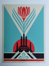 Shepard Fairey - Green Factory Blue Numbered and Limited Edition 83/350