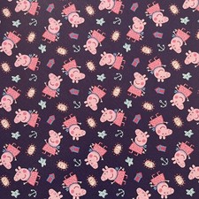 1 X Based On Peppa Pig Printed fabric Sheet -  Faux Canvas Leather Fabric sheet