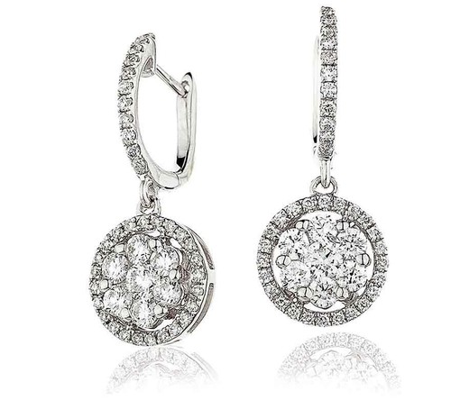 Diamond drop earrings - earrings, 1.15ct