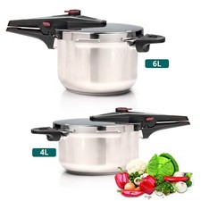 4/6 Litre Dual Handle Stainless Steel Pressure Cooker Kitchen Catering Cookware