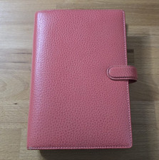DISCONTINUED COLOUR! FILOFAX PERSONAL FINSBURY CORAL LEATHER ORGANISER - VGC!