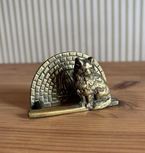Vintage brass fireside cat - brass,