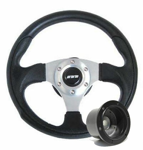 320mm black leather steering - 320mm,