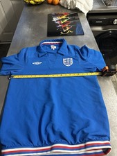 Vintage England Football Drill Top Umbro Blue Training Sweatshirt Medium Retro
