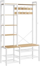 Hall Tree Coat Rack with Bench, Shoe Storage & Shelves | 120x40x190cm
