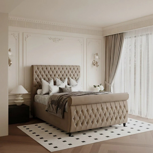Medora luxury sleigh bed frame - sleigh,
