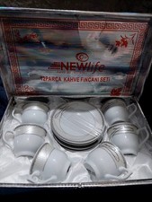 6 Turkish Arabic tea coffee cup with saucer set with spoons