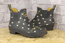 BLUE WHITE POLKA DOT RUBBER ANKLE WELLIES SIZE 6 / 39 BY JOULES WELL USED