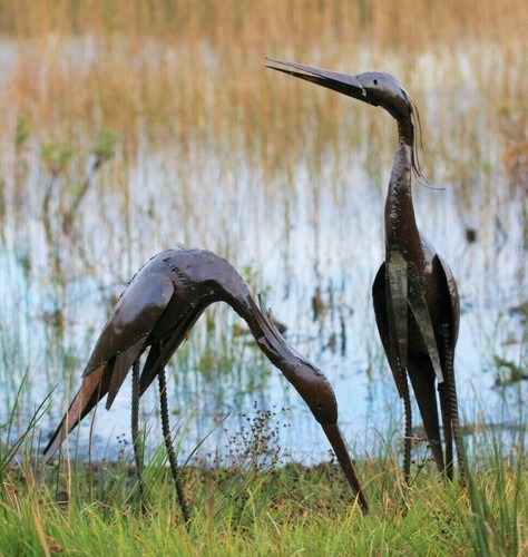 Metal heron garden ornament - heron,