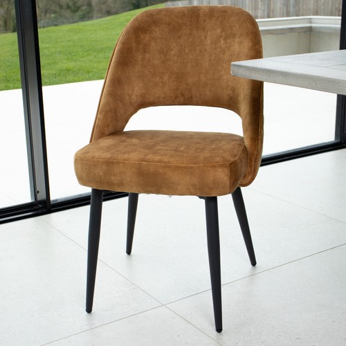 Yellow velvet dining chair - velvet,