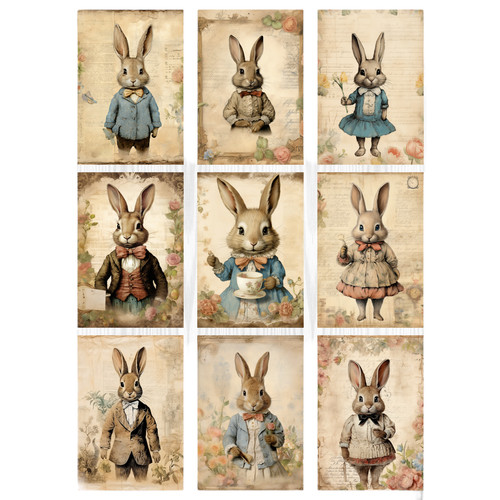 Vintage style ephemera bunny - ephemera,