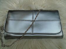 JH Joanna Hall Silver Faux Leather Clutch/Shoulder Bag