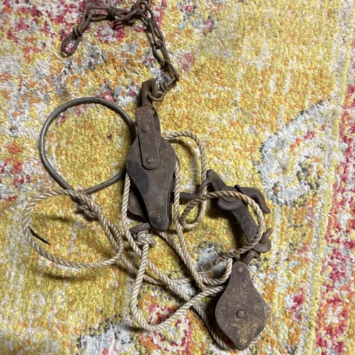 Vintage metal pulley block - vintage,