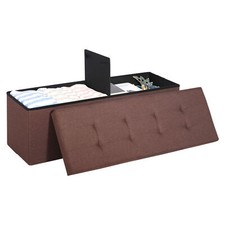 Brown Folding Storage Ottoman