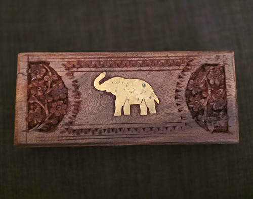 Carved wooden elephant trinket - elephant,