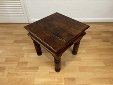 Vintage Thakat Sheesham Maharani Solid Wood Square Side Table With Metal Details