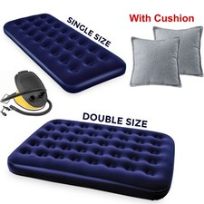 Double Single Flocked Camping Airbed Inflatable Mattress Blow Up Air Bed Cushion