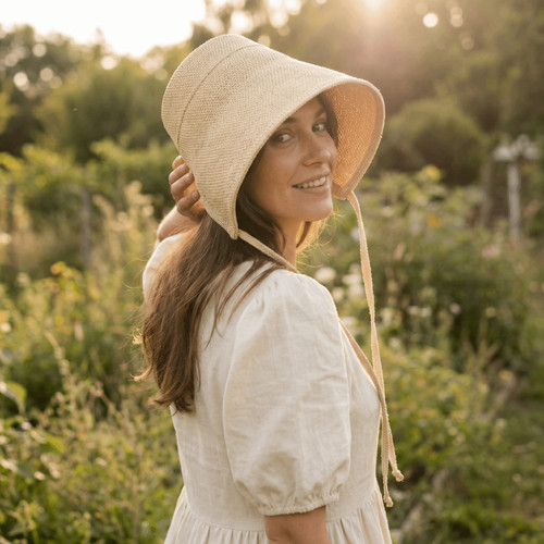 Linen straw bonnets sun - linen,