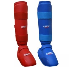 Cimac Karate Shinguards Shin & Instep Foot Guards Leg Pads Red Blue WKF Style