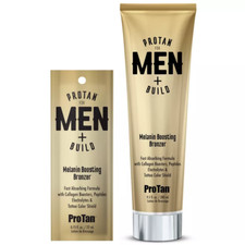 New Pro Tan for Men + Build Melanin Boosting Bronzer sunbed tanning lotion cream