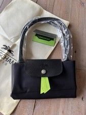 Longchamp Le Pliage Green Canvas Medium Tote Bag in Black  NEW 