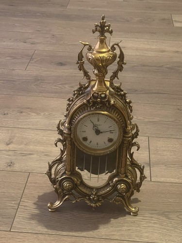 Brass mantle clock - brass, clock,