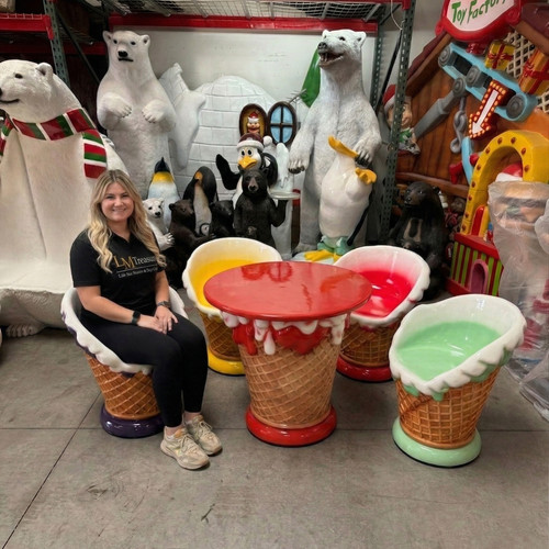 Ice cream table and chairs - ice, set
