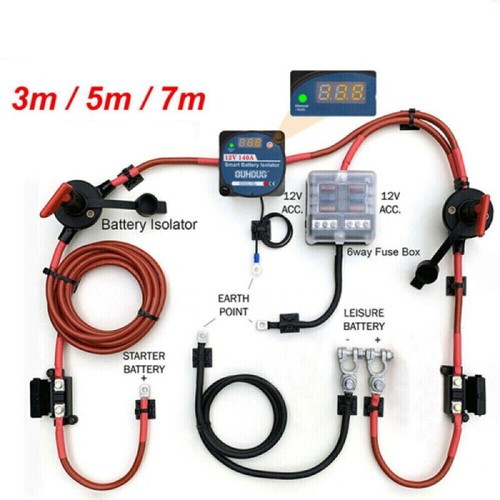 Split charge kit 12v - 3/5/7m,