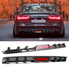 For Audi A6 S6 C7 C8 A4 S4 A5 Rear Bumper Diffuser w/ LED Splitter Spoiler Lip