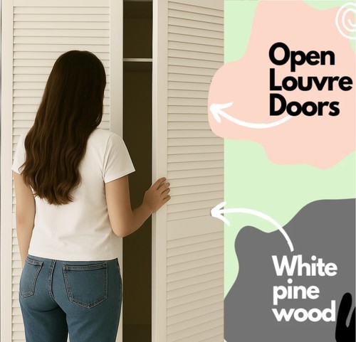 White solid louvre wardrobe - solid,
