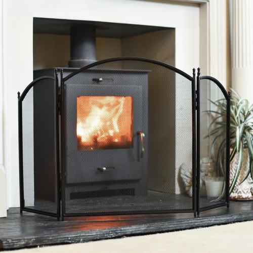 Black iron fire guard - black,