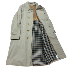 Aquascutum Beige Trench Coat with Removable Club Check Liner Made in UK F/S