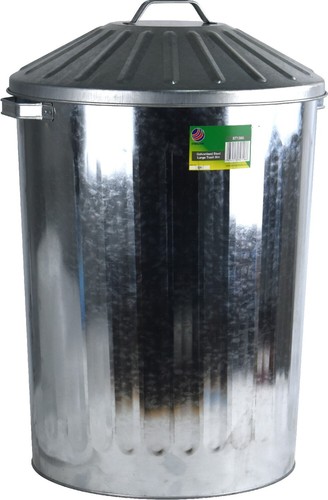 90l galvanised metal dustbin - 90l,