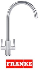 Franke Ascona Kitchen Tap Chrome Swan Neck 2 Handle Lever Sink Taps 115.0250.635