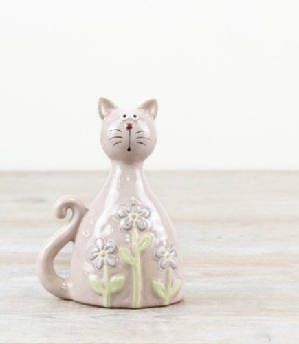 Cat daisies ceramic ornament - daisies,