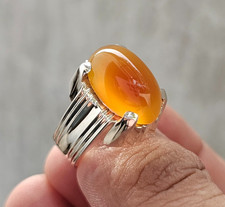 Yemeni Aqeeq Ring, 925 Sterling Silver Natural Agate Ring, Shia Ring Real Agate