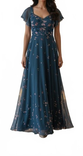 Little mistress blue - blue, floral