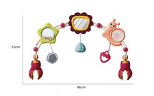 Baby Pram Play Arch Toy Clip-On Cot Activity Bar with Rattle & Mirror Babies