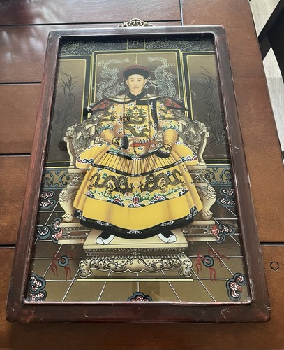 Vintage reverse glass painting - glass,