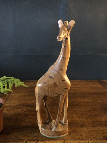 Carved wooden giraffe - wooden, african