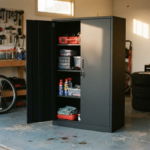 Metal storage cabinet black - cabinet,