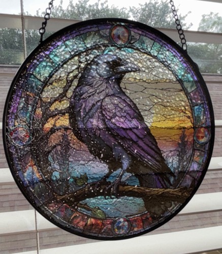 Stained glass style raven - style,