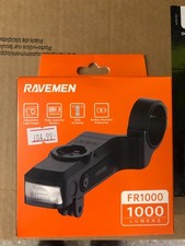 new unused raveman Fr1000 lumens front bike light with garmin/ wahoo mount usb